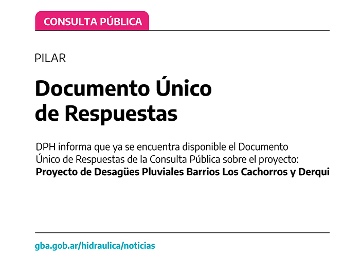Respuestas a la Consulta Pública por obras hidráulicas en Pilar