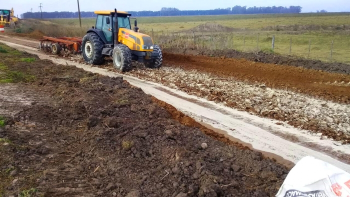 Construcción del desvío en Ruta 31