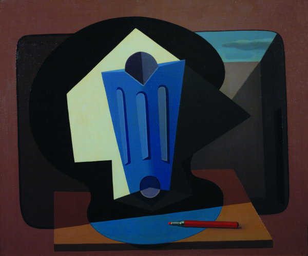 Pettoruti Emilio (1892-1971). El lápiz del maestro. 1935. Óleo s/tela. 64 x 74 cm. Donación del Presidente Agustín Pedro Justo.