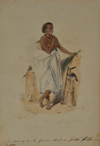 D´Hastrel de Riveroy Adolfo (Francia 1805-1875). Figura de Senegal. Circa 1841.Temple s/papel. 47 x 35 cm. Colección Antonio Santamarina.