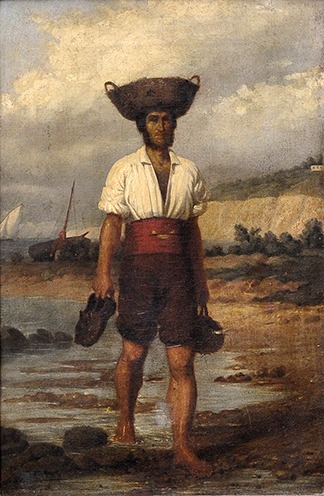 Pueyrredón Prilidiano. (1823-1870). Pescador. Circa 1850. Óleo s/tela. 52,5 x 40 cm. Colección Juan B Sosa.