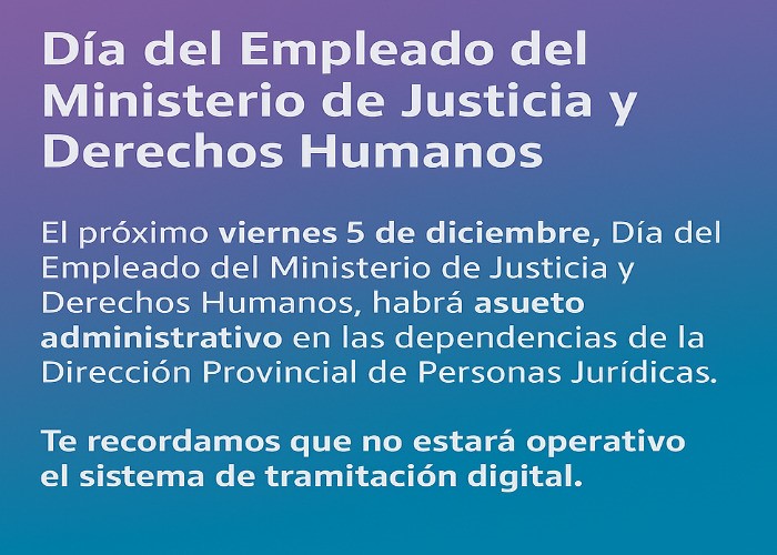 Día del Empleado del Ministerio de Justicia y Derechos Humanos Próximo viernes 5 de Diciembre