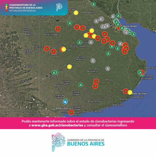  Continúan los alertas por cianobacterias en la Provincia