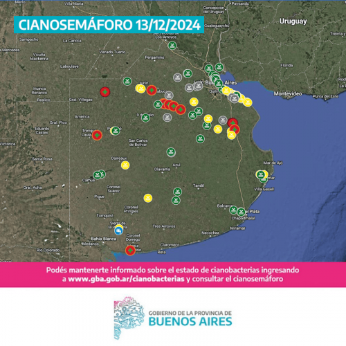 2 municipios con alerta roja por cianobacterias en la Provincia