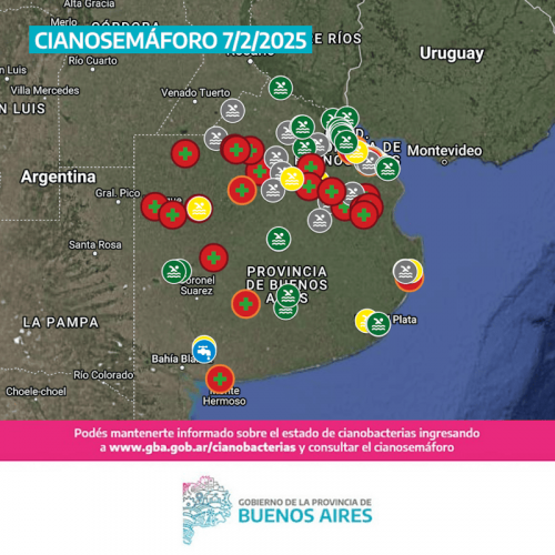 Continúan las alertas por cianobacterias en la Provincia de Buenos Aires