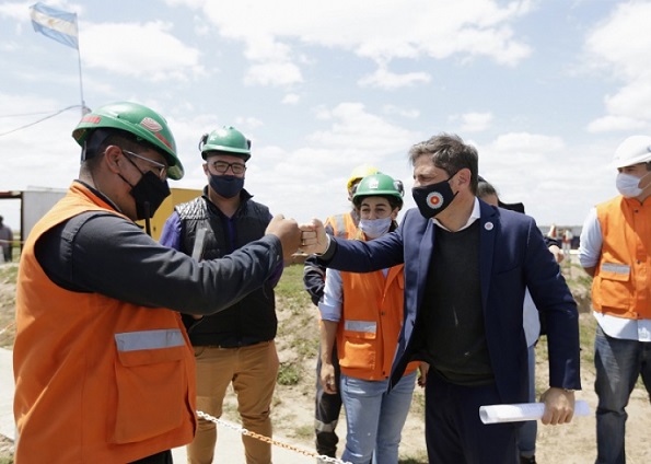 Kicillof recorrió los avances de las obras del Río Salado