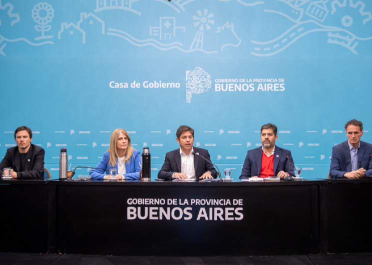 Kicillof junto a Magario, Bianco, Costa y Katopodis.