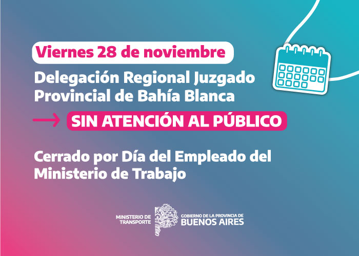 La Degelación Regional del Juzgado de Bahía Blanca no atenderá este viernes