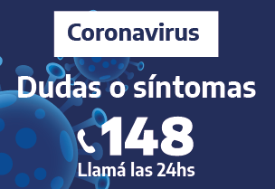 banner informativo de coronavirus dudas o síntomas llamá al 148